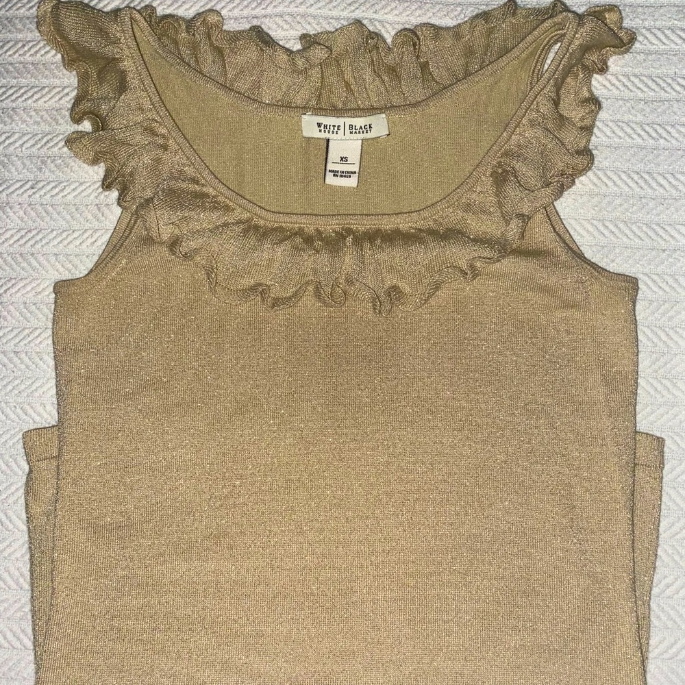White House Black Market  beige golden top